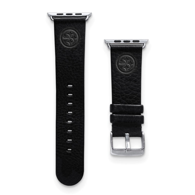 Gametime Pitts. Steelers Leather Band fits Apple Watch (42/44mm M/L Black)