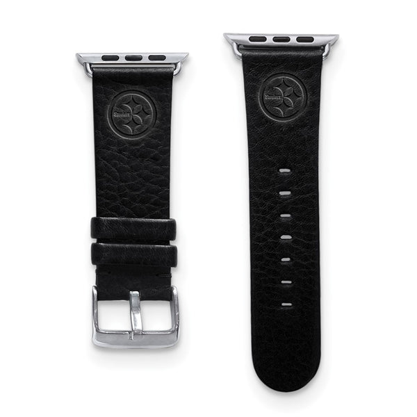 Gametime Pitts. Steelers Leather Band fits Apple Watch (42/44mm S/M Black)