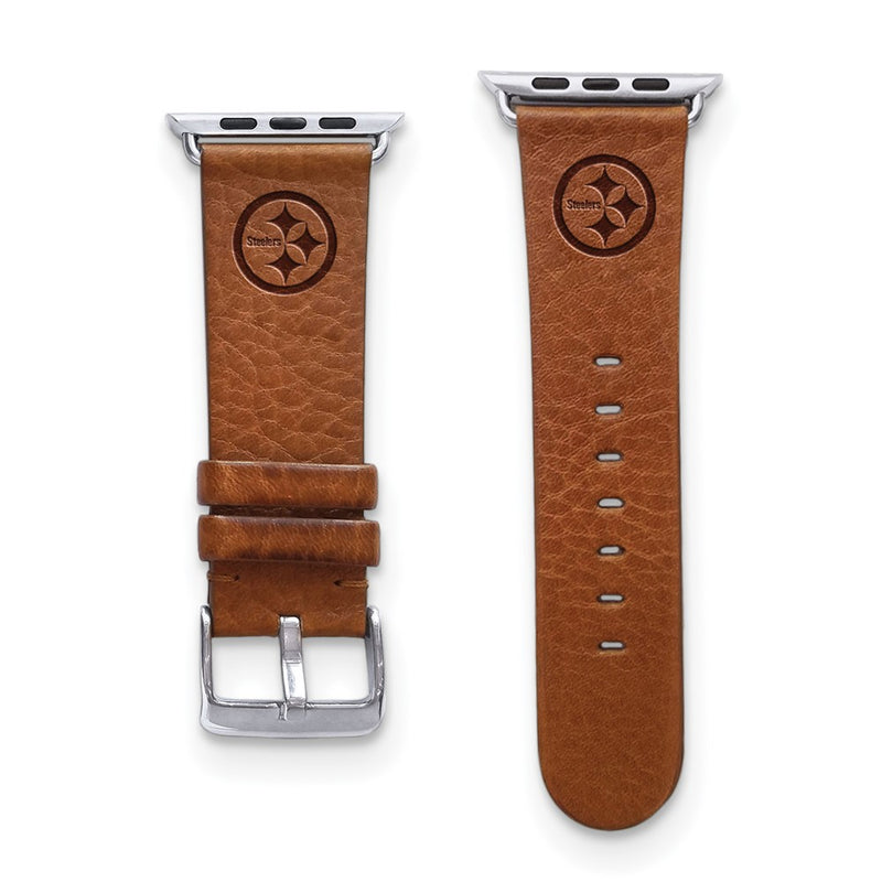 Gametime Pitts. Steelers Leather Band fits Apple Watch (38/40mm S/M Tan)