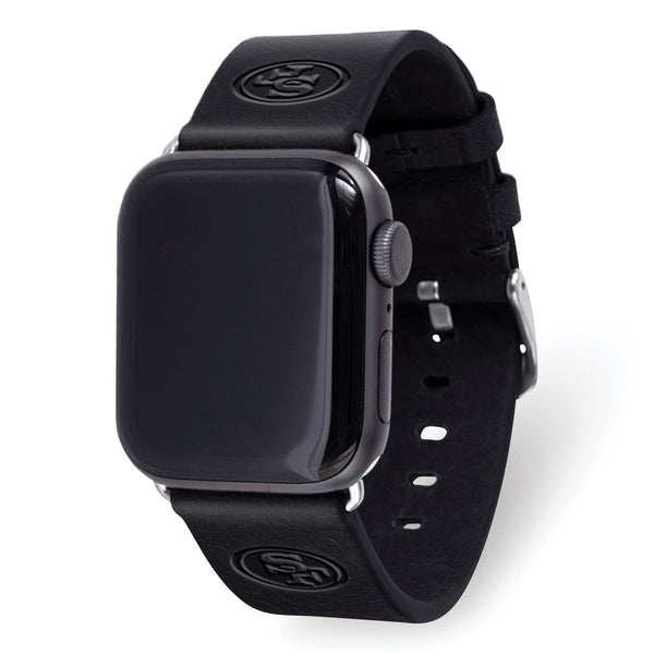 Gametime San Fran. 49ers Leather Band fits Apple Watch (42/44mm S/M Black)