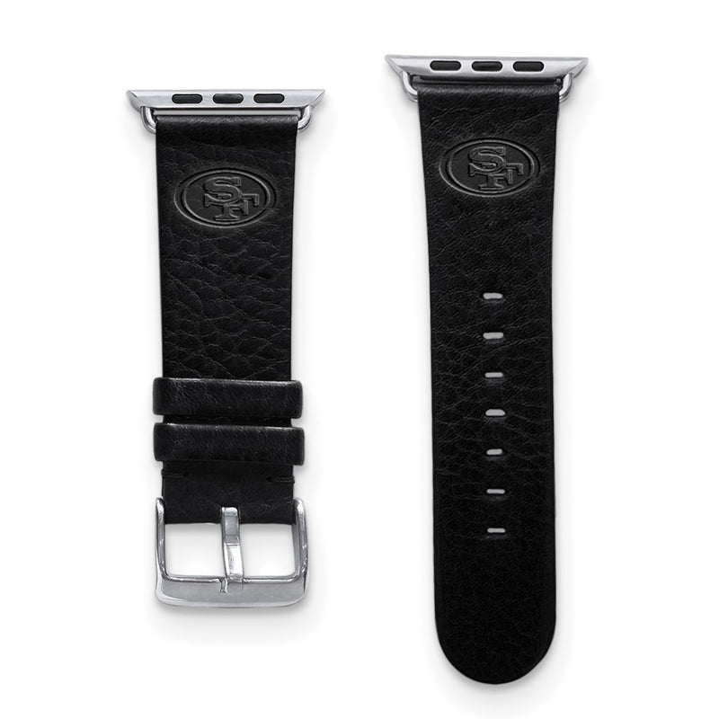 Gametime San Fran. 49ers Leather Band fits Apple Watch (42/44mm S/M Black)