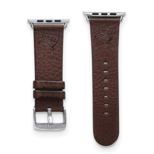 Gametime TB Buccaneers Leather Band fits Apple Watch (38/40mm M/L Brown)