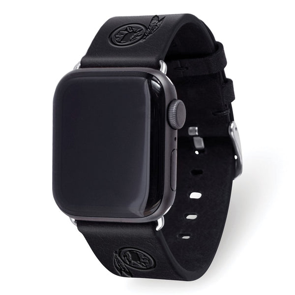 Gametime Wash. Football Leather Band fits Apple Watch (42/44mm S/M Black)