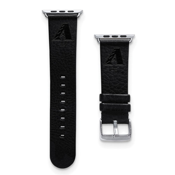 Gametime AZ Diamondbacks Leather Band fits Apple Watch (38/40mm M/L Black)
