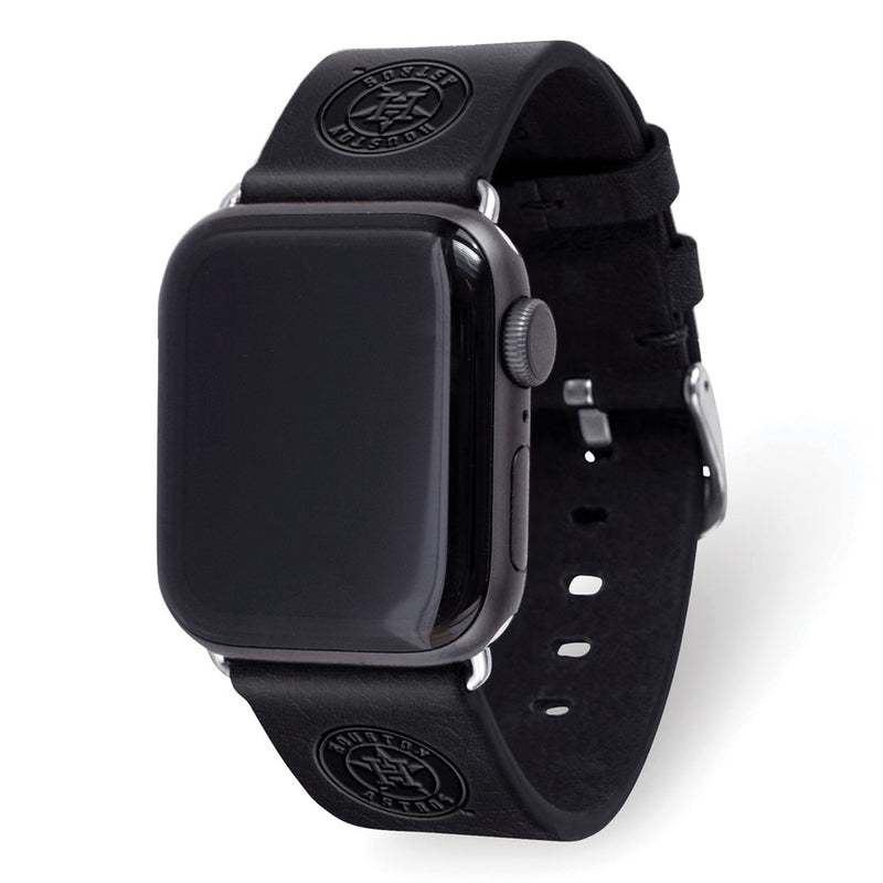 Gametime Houston Astros Leather Band fits Apple Watch (42/44mm S/M Black)