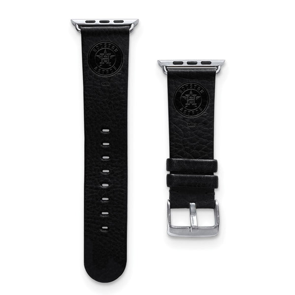 Gametime Houston Astros Leather Band fits Apple Watch (42/44mm S/M Black)