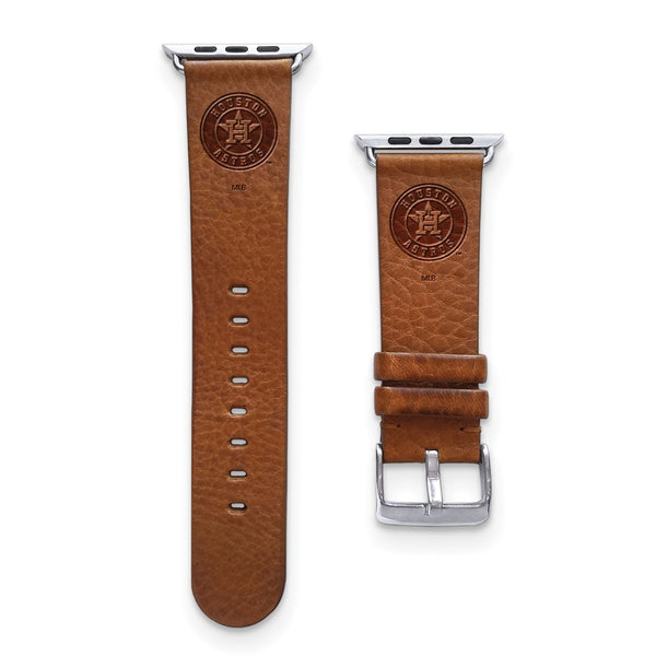 Gametime Houston Astros Leather Band fits Apple Watch (42/44mm M/L Tan)