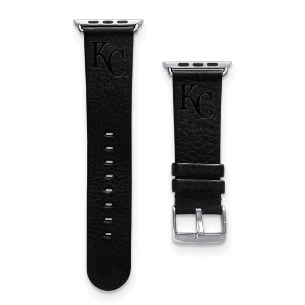 Gametime KC Royals Leather Band fits Apple Watch (42/44mm S/M Black)