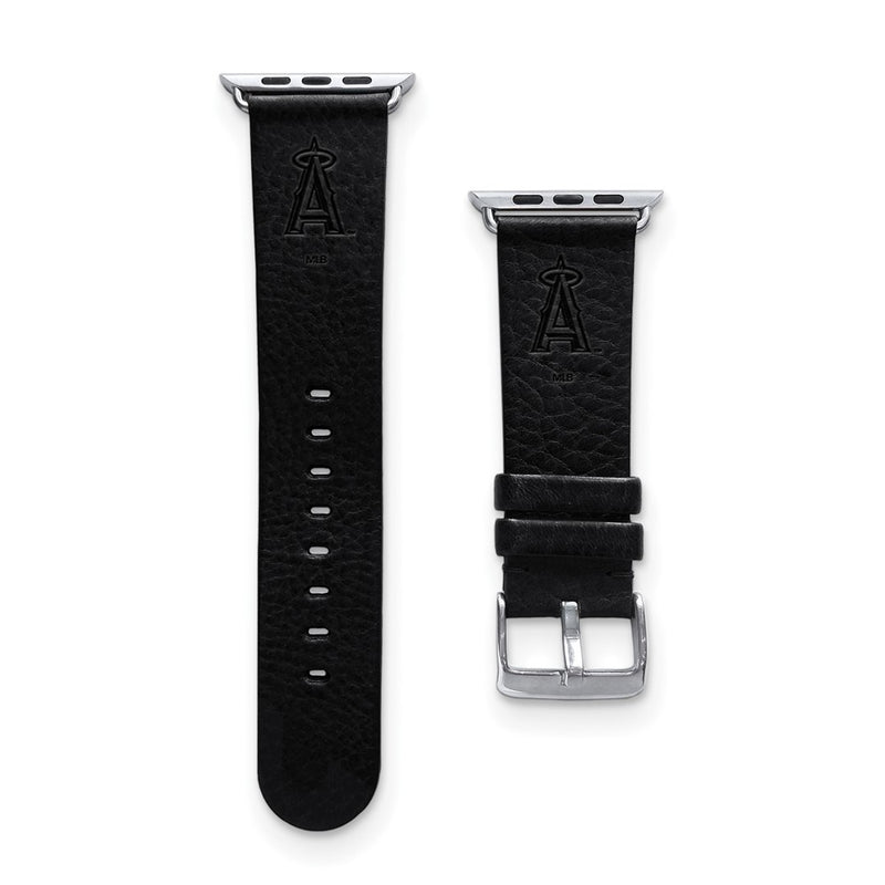 Gametime LA Angels Leather Band fits Apple Watch (42/44mm M/L Black)