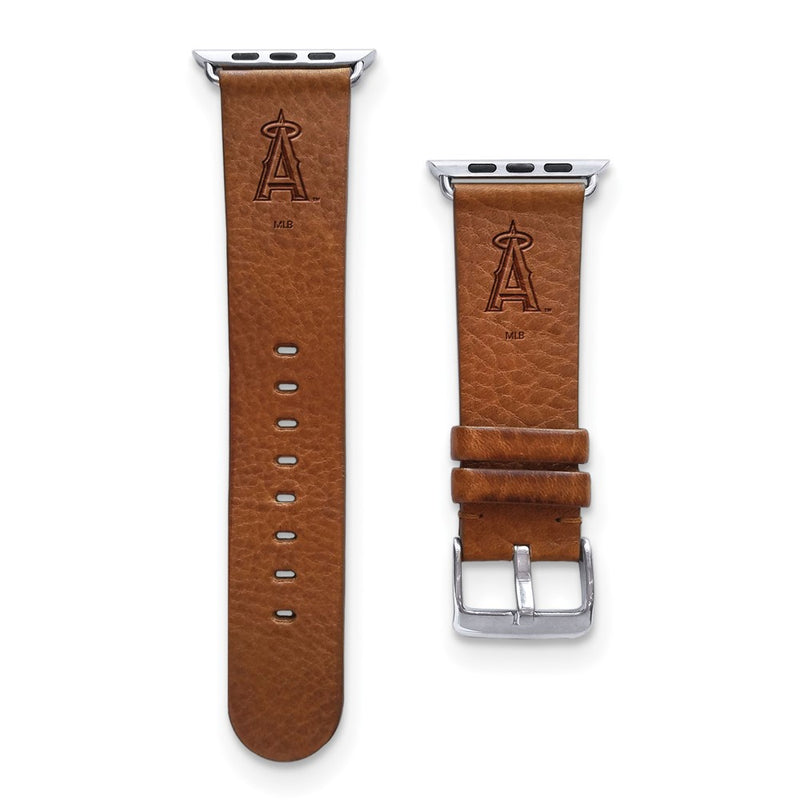Gametime LA Angels Leather Band fits Apple Watch (38/40mm S/M Tan)