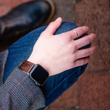 Gametime LA Dodgers Leather Band fits Apple Watch (42/44mm M/L Brown)