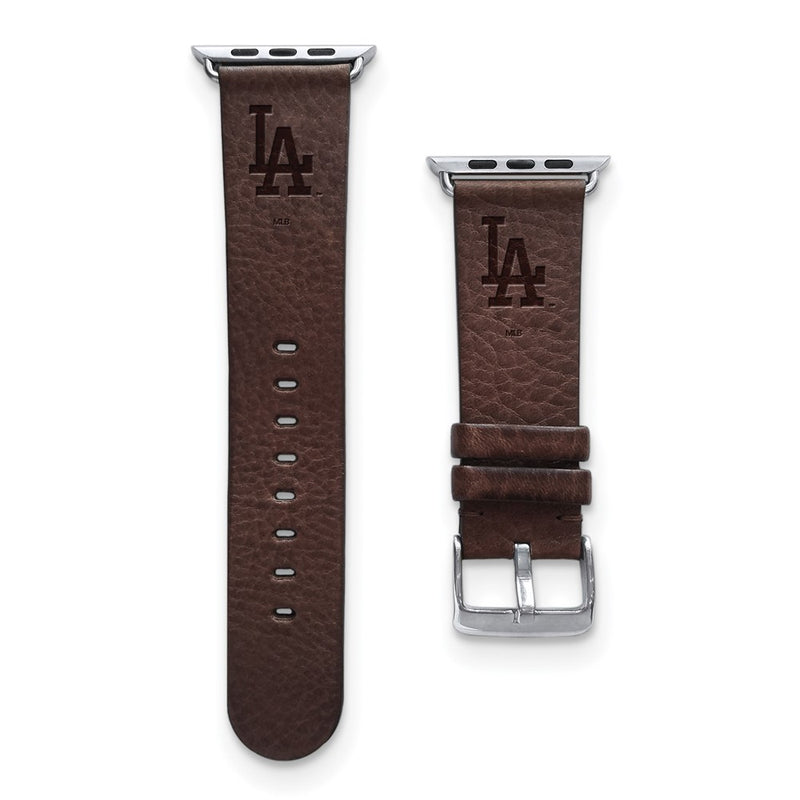 Gametime LA Dodgers Leather Band fits Apple Watch (42/44mm M/L Brown)