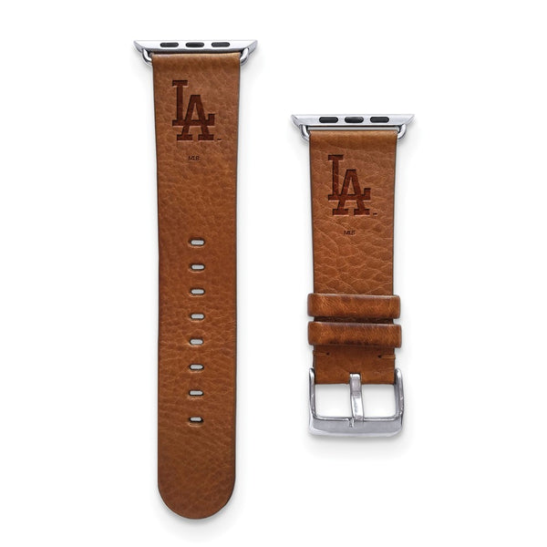 Gametime LA Dodgers Leather Band fits Apple Watch (42/44mm M/L Tan)