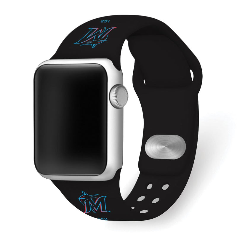 Gametime Miami Marlins Silicon Band fits Apple Watch (38/40mm Black)