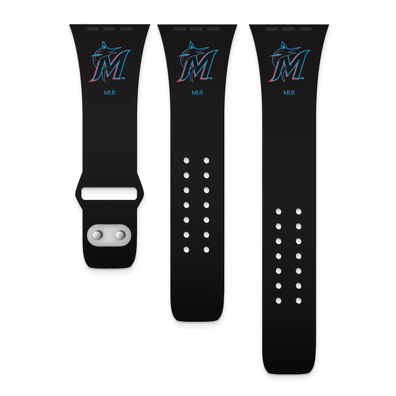 Gametime Miami Marlins Silicon Band fits Apple Watch (38/40mm Black)