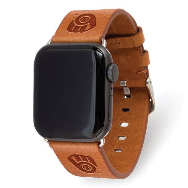 Gametime Mil. Brewers Leather Band fits Apple Watch (42/44mm S/M Tan)