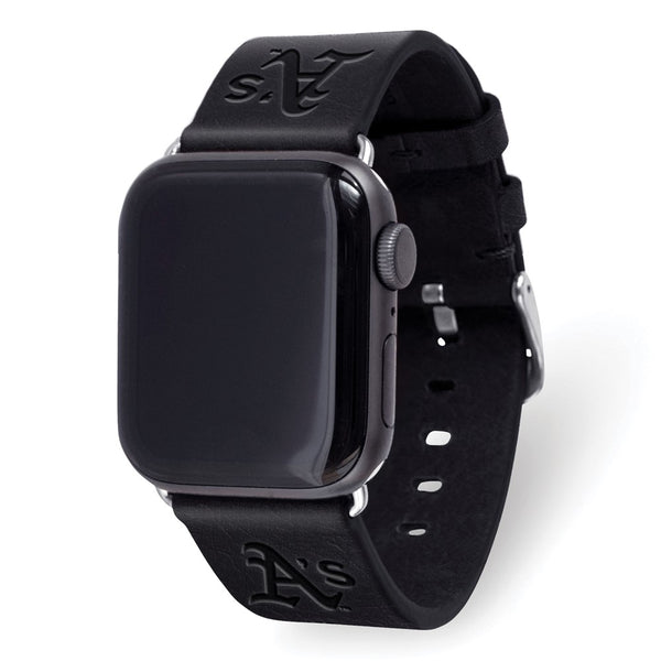 Gametime Oakland A's Leather Band fits Apple Watch (38/40mm S/M Black)