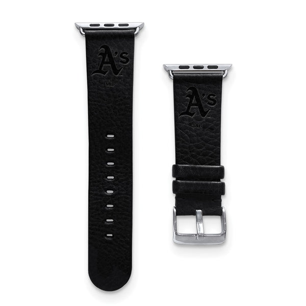 Gametime Oakland A's Leather Band fits Apple Watch (38/40mm S/M Black)