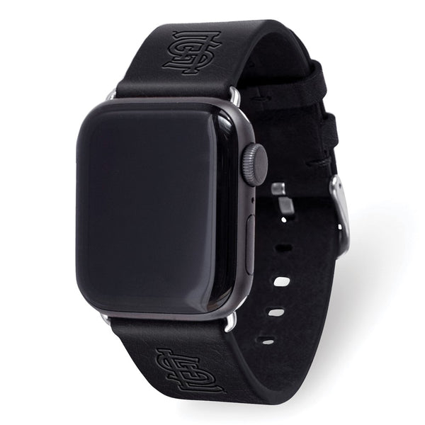 Gametime St.Louis Cardinals Leather Band fits Apple Watch (38/40mm S/M Blac