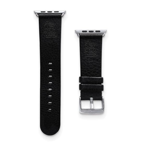 Gametime St.Louis Cardinals Leather Band fits Apple Watch (38/40mm S/M Blac
