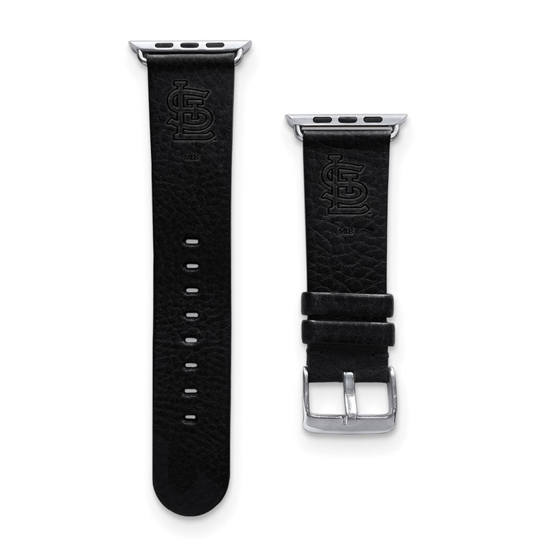Gametime St.Louis Cardinals Leather Band fits Apple Watch (42/44mm S/M Blac