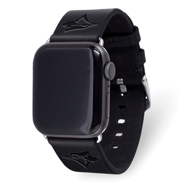 Gametime Tor. Blue Jays Leather Band fits Apple Watch (42/44mm M/L Black)