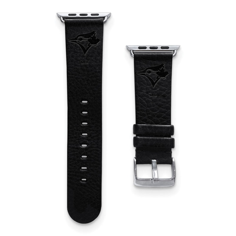 Gametime Tor. Blue Jays Leather Band fits Apple Watch (42/44mm M/L Black)