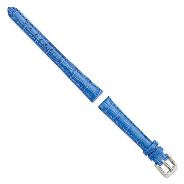 DeBeer 12mm Blue Crocodile Grain Chronograph Leather with Silver-tone Buckle 6.75 inch Watch Band
