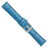 DeBeer 16mm Blue Crocodile Grain Chronograph Leather with Silver-tone Buckle 7.5 inch Watch Band
