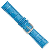 DeBeer 20mm Blue Crocodile Grain Chronograph Leather with Silver-tone Buckle 7.5 inch Watch Band