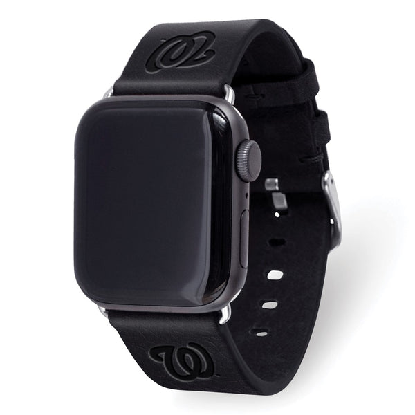 Gametime Wash. Nationals Leather Band fits Apple Watch (38/40mm S/M Black)