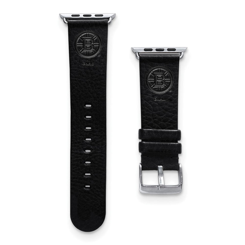 Gametime Boston Bruins Leather Band fits Apple Watch (38/40mm M/L Black)