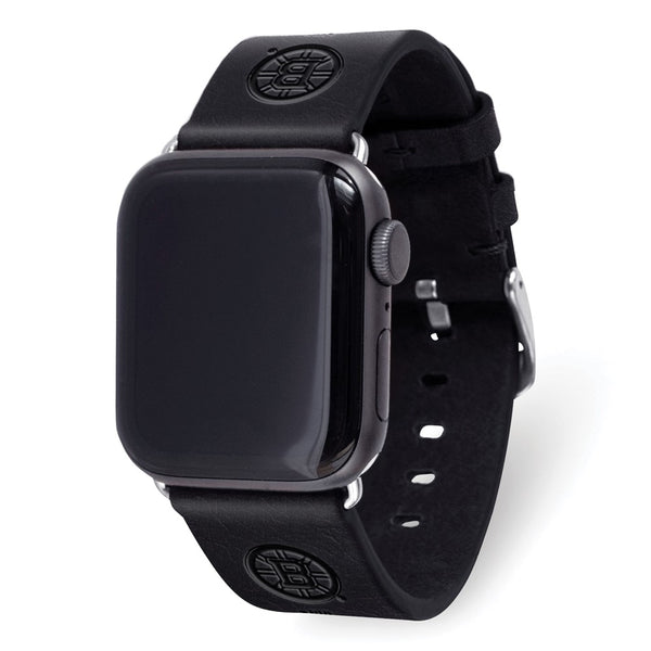 Gametime Boston Bruins Leather Band fits Apple Watch (42/44mm S/M Black)
