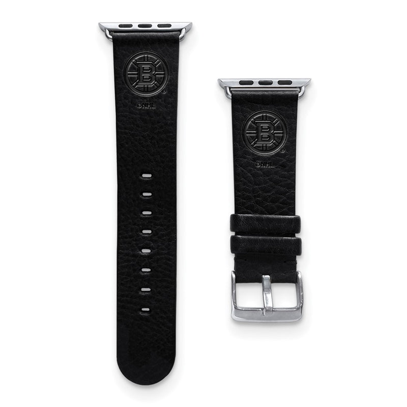 Gametime Boston Bruins Leather Band fits Apple Watch (42/44mm S/M Black)