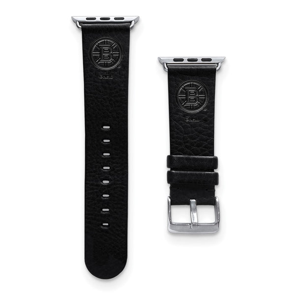 Gametime Boston Bruins Leather Band fits Apple Watch (38/40mm S/M Black)