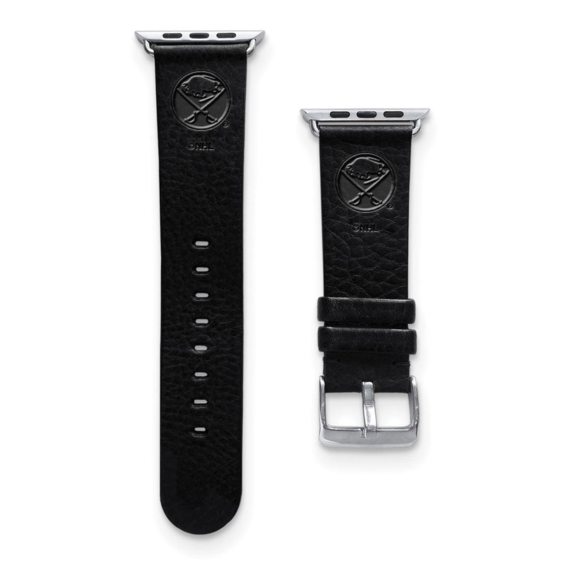 Gametime Buffalo Sabres Leather Band fits Apple Watch (42/44mm S/M Black)