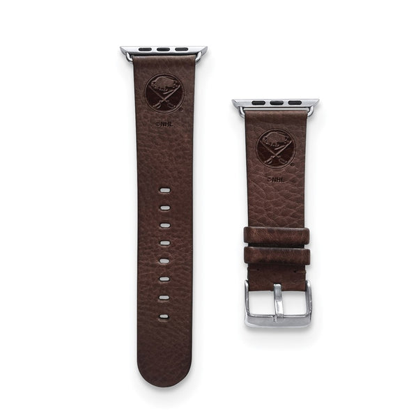 Gametime Buffalo Sabres Leather Band fits Apple Watch (42/44mm S/M Brown)