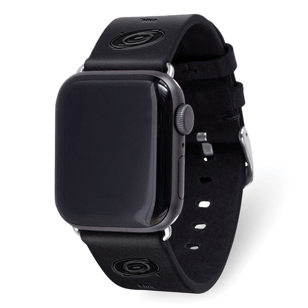 Gametime Carol. Hurricanes Leather Band fits Apple Watch (38/40mm S/M Black