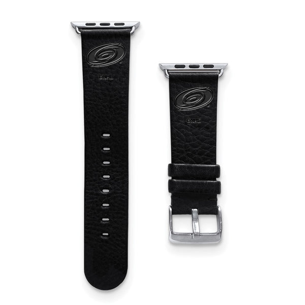 Gametime Carol. Hurricanes Leather Band fits Apple Watch (38/40mm S/M Black