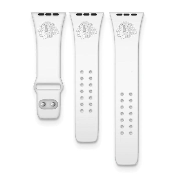 Gametime Chi. Blackhawks Deboss Silicon Band fits Apple Watch (38/40mm Whit