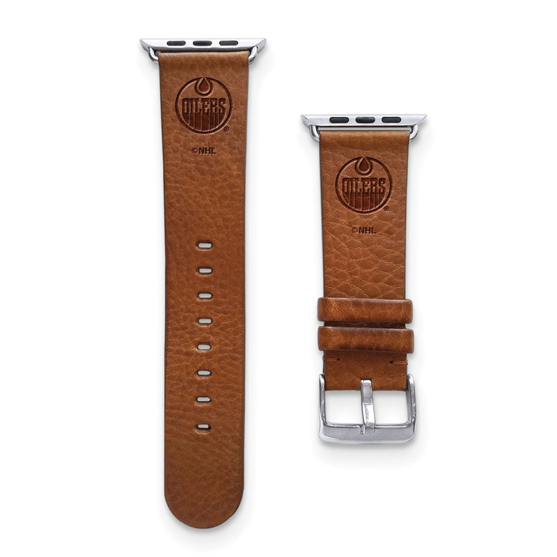 Gametime Ed. Oilers Leather Band fits Apple Watch (42/44mm S/M Tan)
