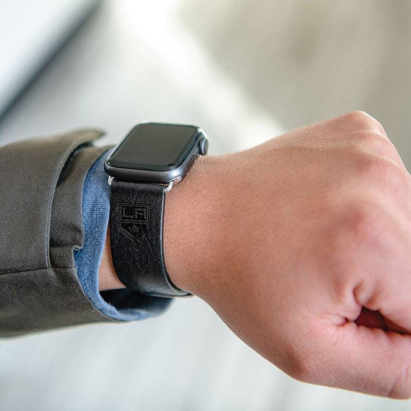 Gametime LA Kings Leather Band fits Apple Watch (38/40mm S/M Black)