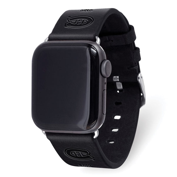 Gametime Mont. Canadiens Leather Band fits Apple Watch (38/40mm S/M Black)