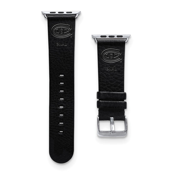Gametime Mont. Canadiens Leather Band fits Apple Watch (38/40mm S/M Black)