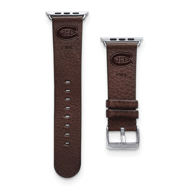 Gametime Mont. Canadiens Leather Band fits Apple Watch (42/44mm S/M Brown)