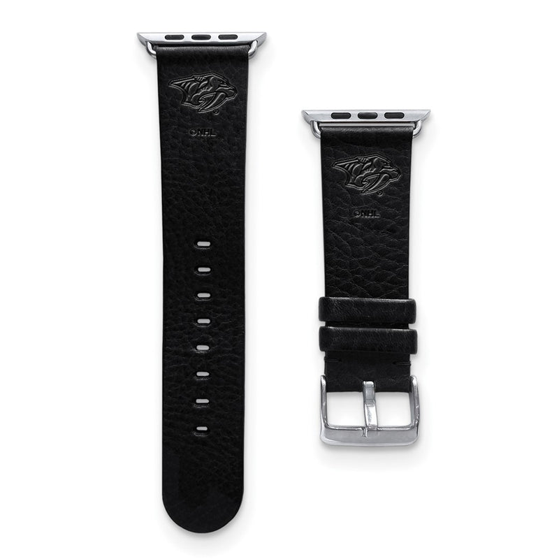 Gametime Nash. Predators Leather Band fits Apple Watch (38/40mm M/L Black)