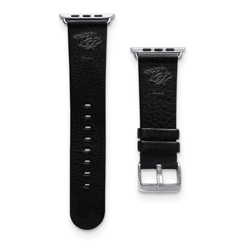 Gametime Nash. Predators Leather Band fits Apple Watch (42/44mm S/M Black)