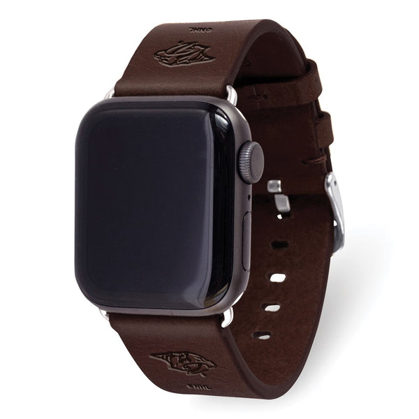 Gametime Nash. Predators Leather Band fits Apple Watch (38/40mm S/M Brown)