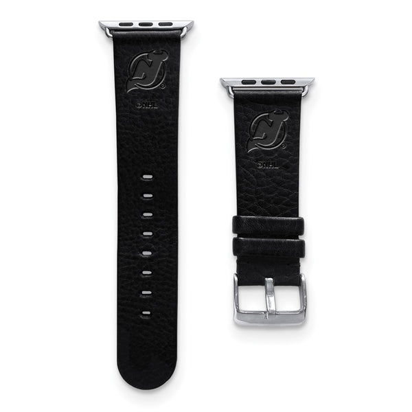 Gametime NJ Devils Leather Band fits Apple Watch (38/40mm M/L Black)