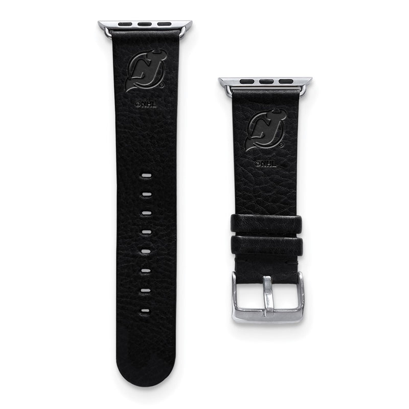 Gametime NJ Devils Leather Band fits Apple Watch (38/40mm S/M Black)